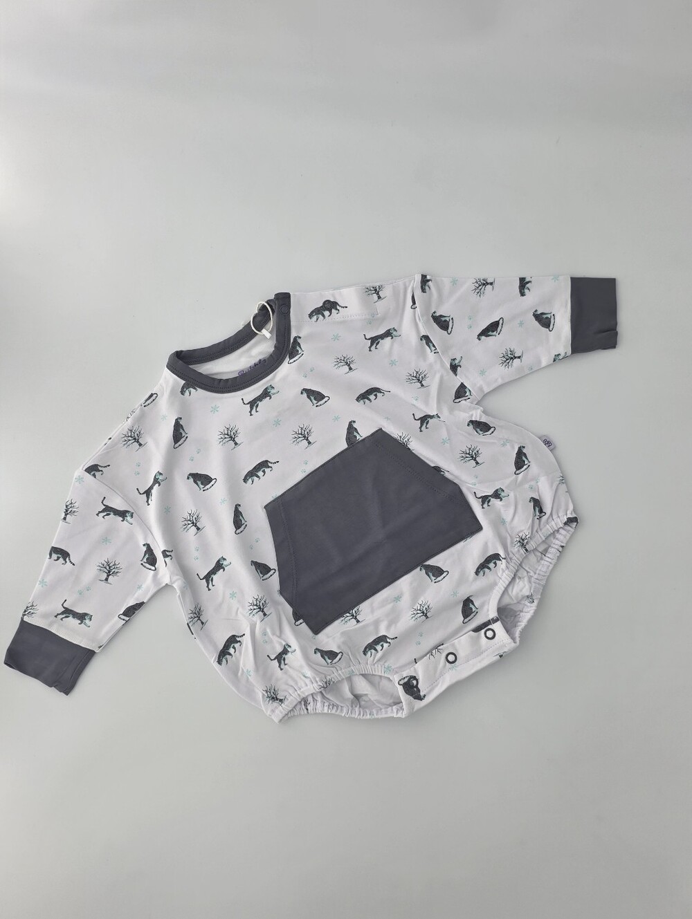 Bubble Baby Snow Leopard Long Sleeve Bubble Romper
